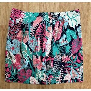 Talbots Blues & Pinks  Floral Knee-Length Pencil Skirt Size 14 Petite Career